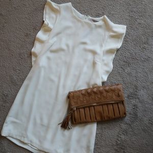 Off white, short, flowy sleevless dress